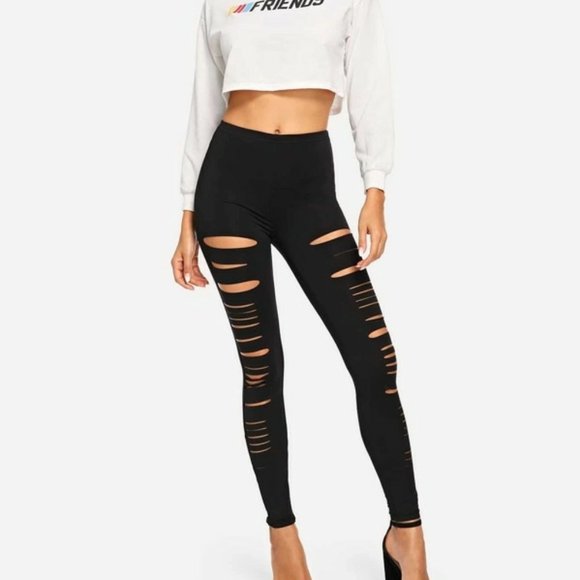 ♥ 2x Host Pick! ♥️ Black Ripped Leggings - Sale! - Picture 4 of 4
